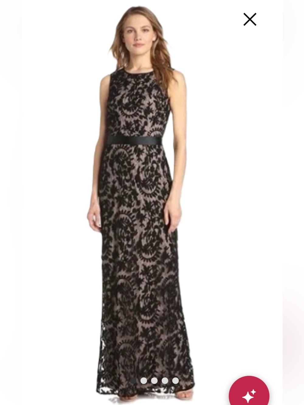 Adrianna Papell Illusion Lace Sleeveless Column Gown - Picture 3 of 8